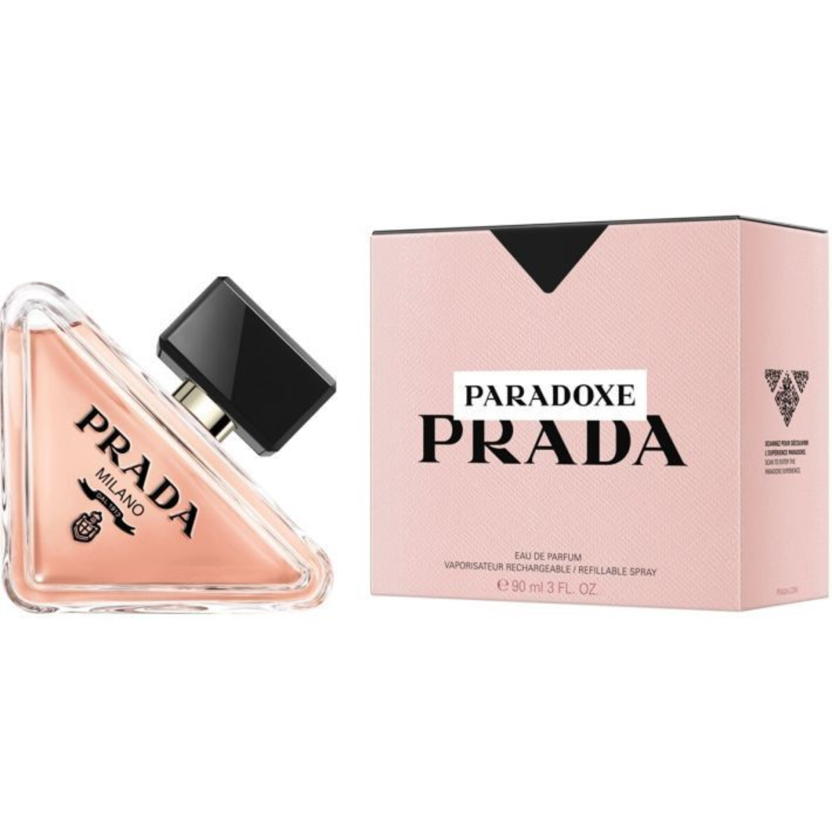 Prada Paradoxe Eau de Parfum 90ml refillable bottle and pink box