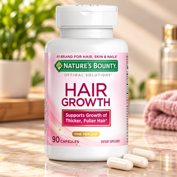 Nature's Bounty Hair Growth Supplement with Biotin – 90 Capsules ( Pack of 5 )